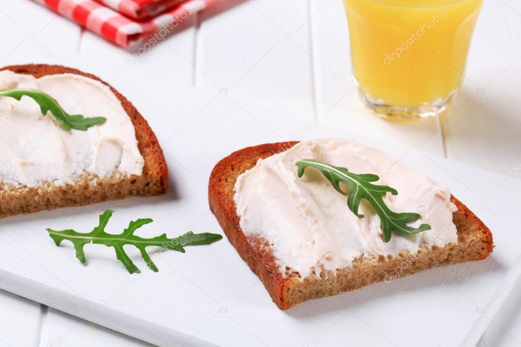 Panfried bread with savory spread Stock Photo by ©ajafoto 75969443