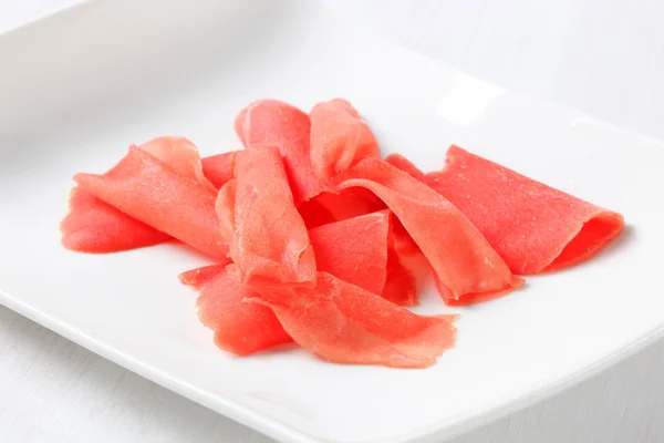 Thin slices of raw beef tenderloin — Stock Fotó