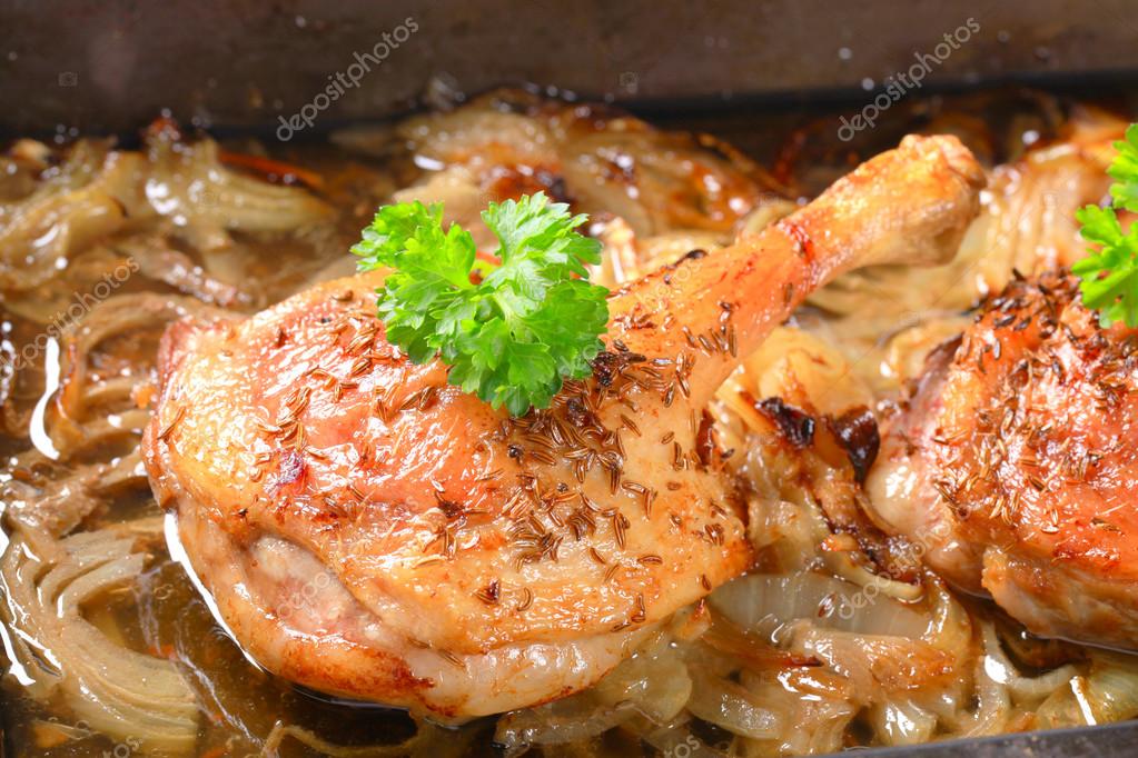 Roast duck legs with caraway and onion Stock Photo by ©ajafoto 76217369