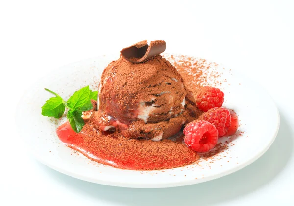 Dessert gelato alla vaniglia al cioccolato — Foto Stock