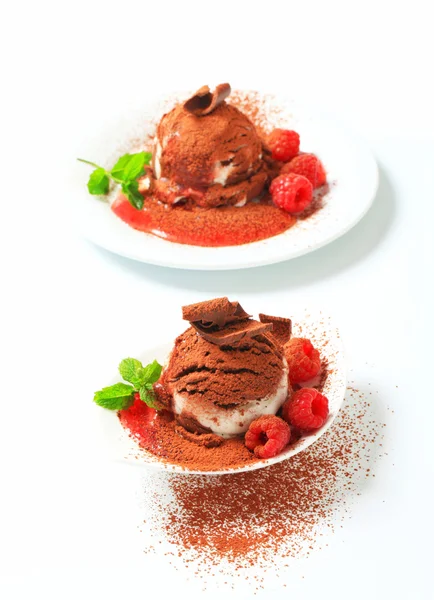Vanilla chocolate ice cream dessert — Stock Photo, Image