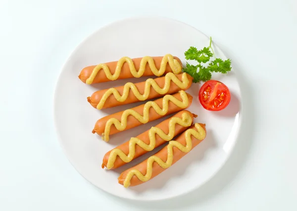Frankfurters with mustard — Stock Photo, Image
