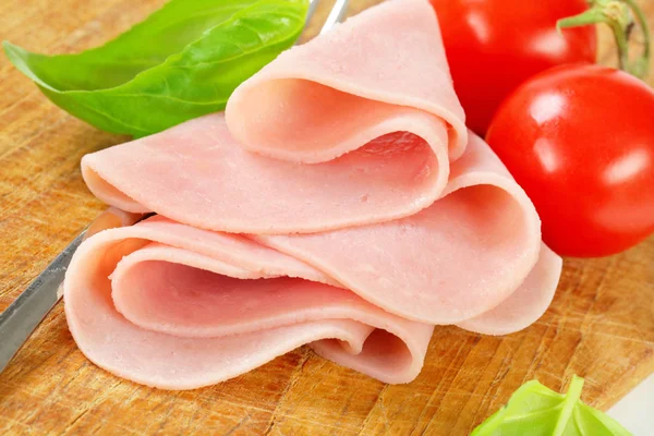 Dunne plakjes ham — Stockfoto