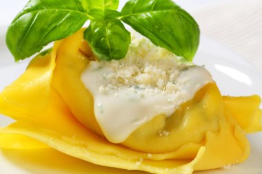 Ricotta ve ıspanak tortelloni krema sos ve parmesan ile
