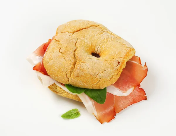 Dry-cured ham sandwich — Stock Photo, Image