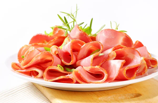 Sliced smoked pork ham — Stock Photo, Image