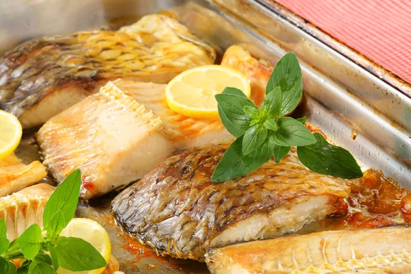 Oven roasted carp fillets — Stock Photo, Image