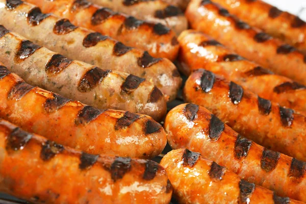 Grillezett bratwursts — Stock Fotó