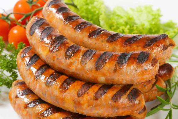 Grilované bratwursts — Stock fotografie