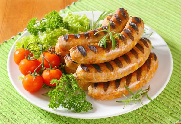 Grilled bratwursts — Stock Photo, Image