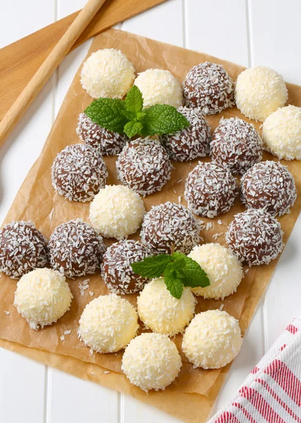 Chocolate coconut snowballs — Stock Photo, Image