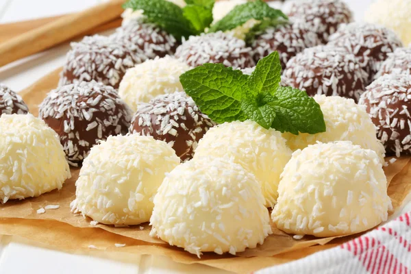 Chocolate coconut snowball cookies — Stock Photo, Image