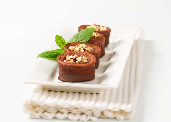 Mini chocolate hazelnut cakes — Stock Photo, Image