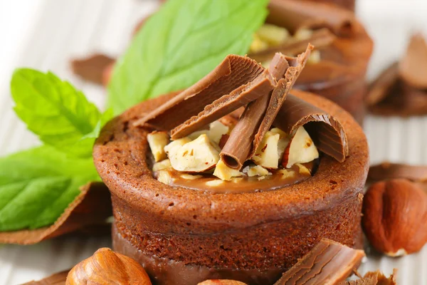 Mini chocolate hazelnut cakes — Stock Photo, Image