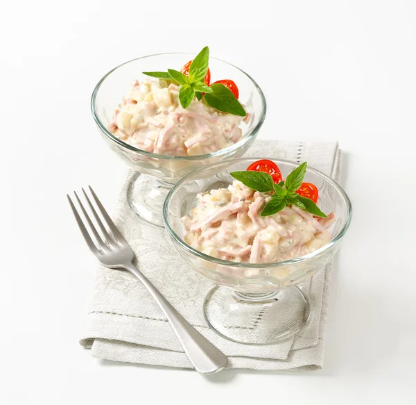 Ham and potato salad — Stock Photo, Image