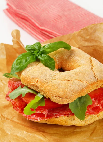 Salami sandwich — Stock Photo, Image