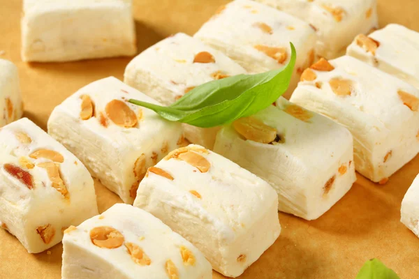 White soft nougat cubes — Stock Photo, Image