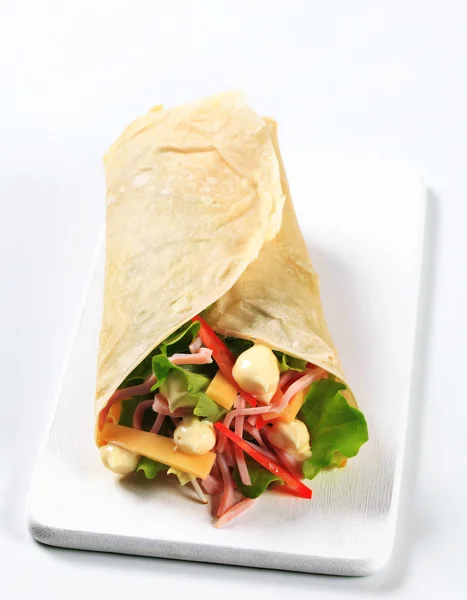 Easy ham and cheese wrap — Stock Photo, Image