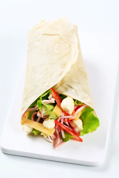 Ham and cheese salad wrap — Stock Photo, Image