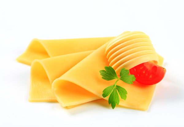 Sliced cheese and butter