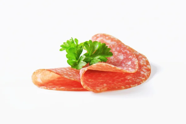 Salami slices — Stock Photo, Image