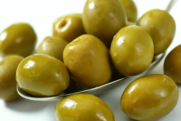 Španělské zelené olivy — Stock fotografie