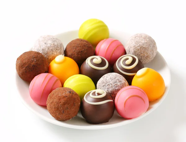 Assorted chocolate truffles and pralines — Stock Photo, Image