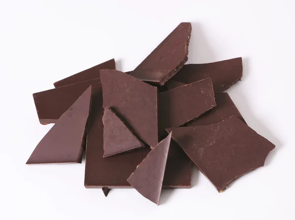 Pezzi di cioccolato fondente — Foto Stock