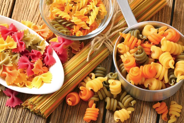 Assortment of colored pasta