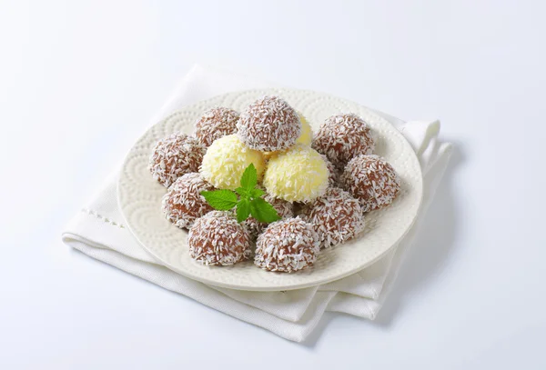 Chocolate coconut truffles — Stock Photo, Image