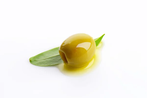 Pitted green olive — Stock Photo, Image