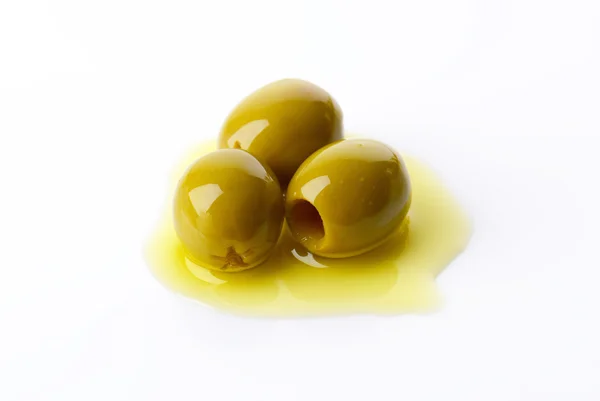 Pitted green olives — Stock Photo, Image