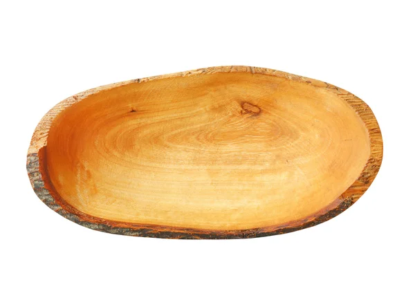 올리브 나무 손으로 만들어진 자연 지 그릇 — 스톡 사진