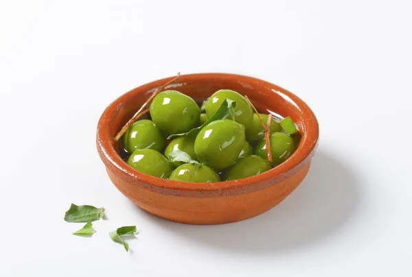 Olive verdi sott'olio — Foto Stock