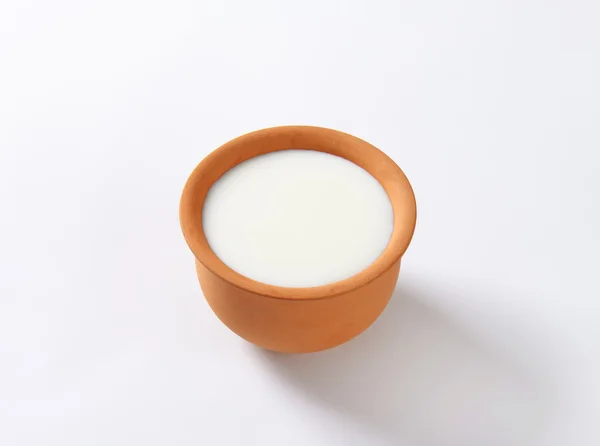 Skål med färsk kärnmjölk — Stockfoto
