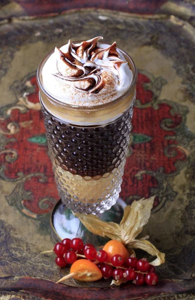 Liqueur coffee with whipped cream — Stock Photo, Image