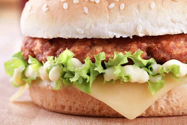 Cheeseburger with mayonnaise — Stock Photo, Image