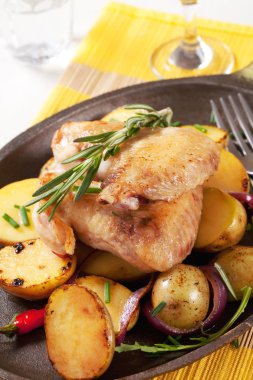 Kavrulmuş Tavuk kanadı ve patates