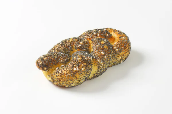 Braided poppy seed bread roll — Stock Photo, Image