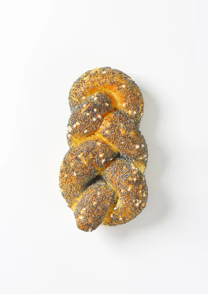 Braided poppy seed bread roll — Stock Photo, Image