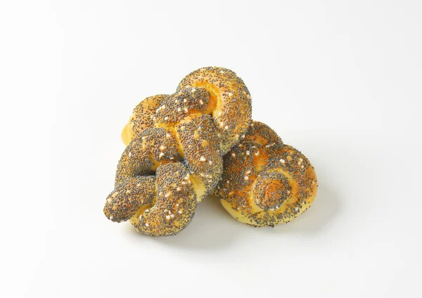 Braided poppy seed bread rolls — Stock Photo, Image