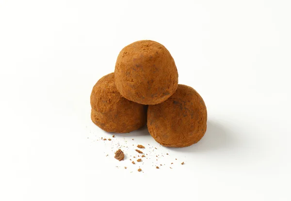 Cacao afgestoft chocolade truffels — Stockfoto