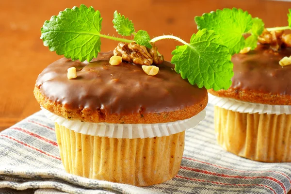 Čokoládové muffiny prosklené — Stock fotografie