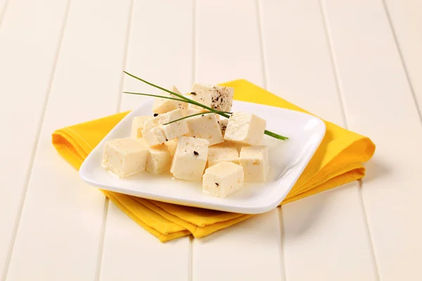 Kockára vágott feta sajt — Stock Fotó