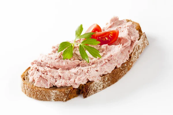 Pâine și șuncă răspândită — Fotografie, imagine de stoc