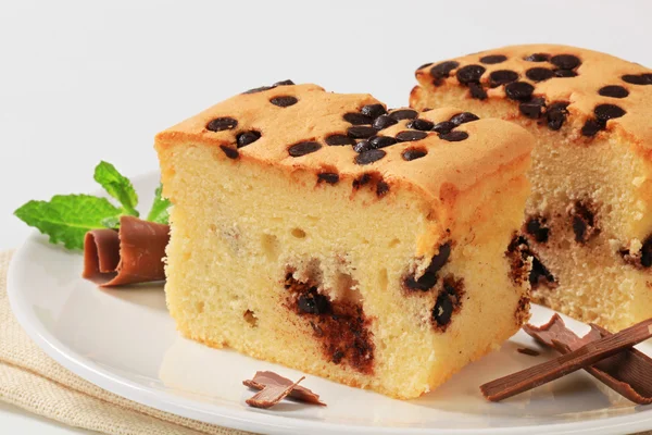 Sponge cake with chocolate chips — Stock Photo, Image