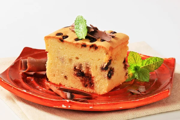 Bolo de esponja com chips de chocolate — Fotografia de Stock