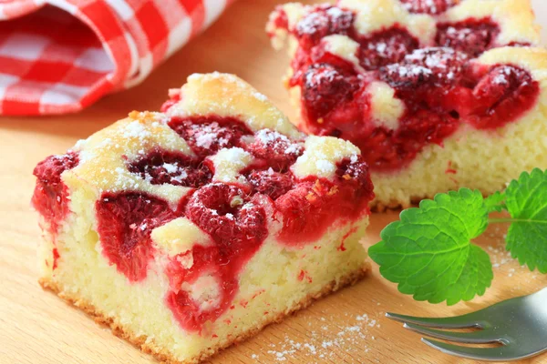 Raspberry sponge cake slices — Stock Photo, Image