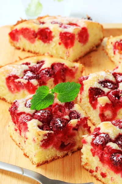 Raspberry sponge cake slices — Stock Photo, Image