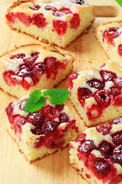 Raspberry sponge cake slices — Stock Photo, Image